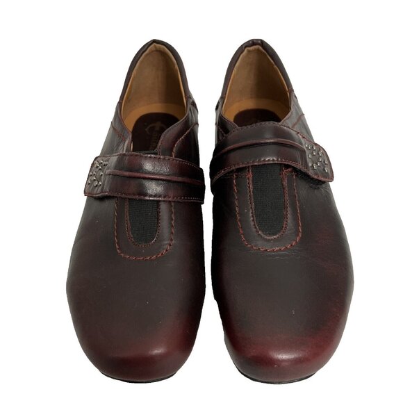 Earthies Shoes Womens 7.5 B Granada Loafers Burgundy Leather Comfort Casual Flat - Picture 1 of 10
